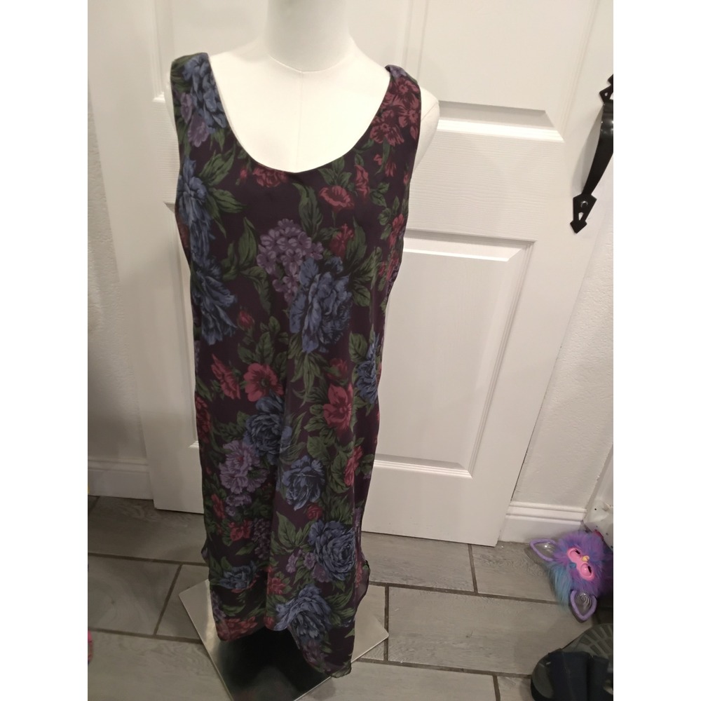 Jeffrey & Dara Evenings by Tom Barra Vintage Floral Maxi Dress Plum Blue Size 14